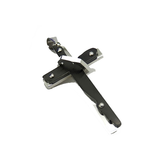 Σταυρός Μοτίφ Ασημί-Μαύρο Με σχέδιο από Ατσάλι Senza Silver-Black - SSD11234