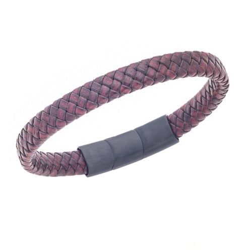 Βραχιόλι Senza Men's Stainless Steel - Bordeaux Leather Strap - SSD3261-2BBD