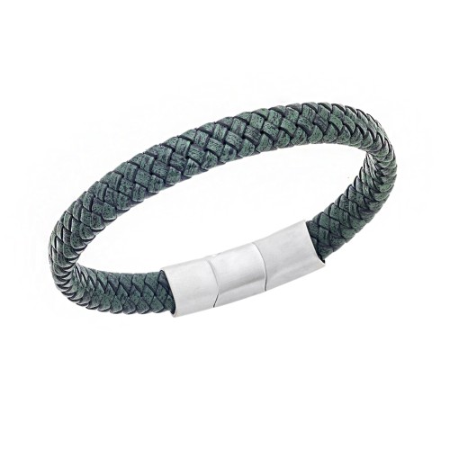 Βραχιόλι Senza Men's Stainless Steel - Chaki Leather Strap - SSD3261-2SCH