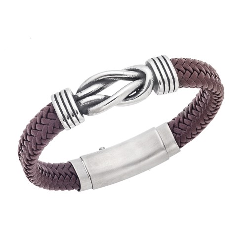 Βραχιόλι Senza Men's Steel Brown Leather Strap - SSD3268BN