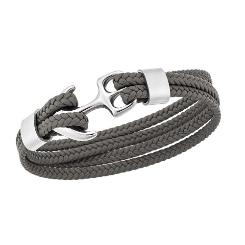 Βραχιόλι Senza Men's Steel Grey Leather Strap - SSD4225SGY