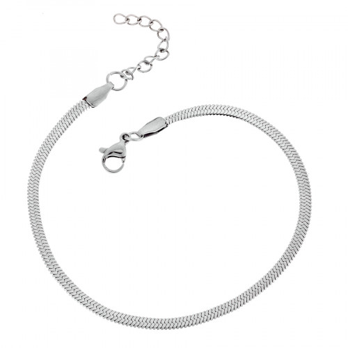 Αλυσίδα Ποδιού Φίδι SΕΝΖΑ Silver Stainless Steel 4mm-19+3cm Extension - SSD4339SR