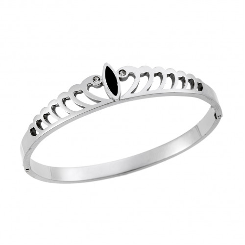 Βραχιόλι SENZA Χειροπέδα Στέμμα Silver Plated Stainless Steel - SSD4573SR