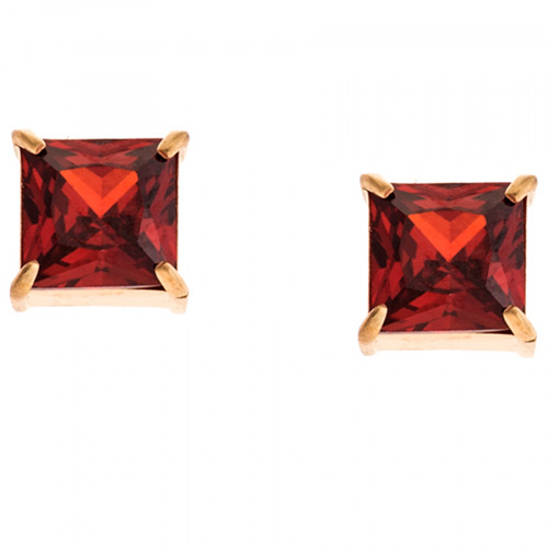 Σκουλαρίκια Γυναικεία SENZA Με Κόκκινη Πέτρα από Επιχρυσωμένο Ατσάλι - SSD4617GRD