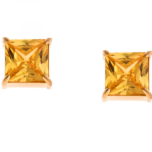 Σκουλαρίκια Γυναικεία SENZA Με Κίτρινη Πέτρα από Επιχρυσωμένο Ατσάλι - SSD4617GYW