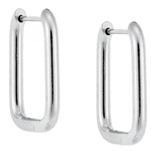 Σκουλαρίκια Γυναικεία SENZA Παραλληλόγραμμοι Κρίκοι από Ατσάλι - SSD4625SR