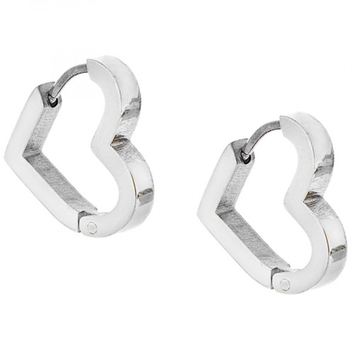 Σκουλαρίκια Κρίκοι SENZA Steel καρδιά 1.5cm - SSD4684SR