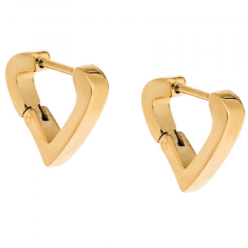Σκουλαρίκια Κρίκοι Καρδιά SENZA Gold Plated Steel 1.4 cm - SSD4738GD
