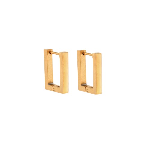 Σκουλαρίκια Κρίκοι Παραλληλόγραμμοι SENZA Gold Plated Steel 1.7x1.2 cm - SSD4739-1GD