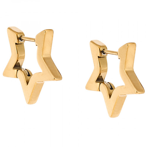 Σκουλαρίκια Κρίκοι Αστέρι SENZA Gold Plated Steel 1.9 cm - SSD4742GD
