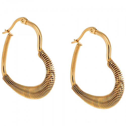 Σκουλαρίκια Κρίκοι Καρδιά SENZA Gold Plated Steel 4.5 cm - SSD4759-1GD
