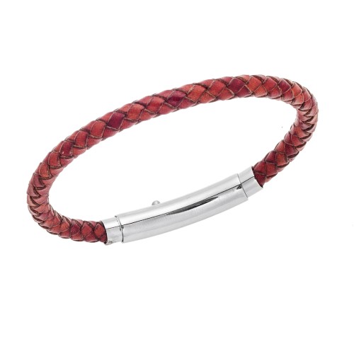 Βραχιόλι Senza Men's Steel Brown Leather Strap - SSD4990-1SBN