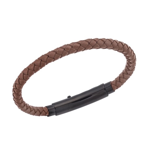 Βραχιόλι Senza Men's Steel Camel Leather Strap - SSD4990BCL