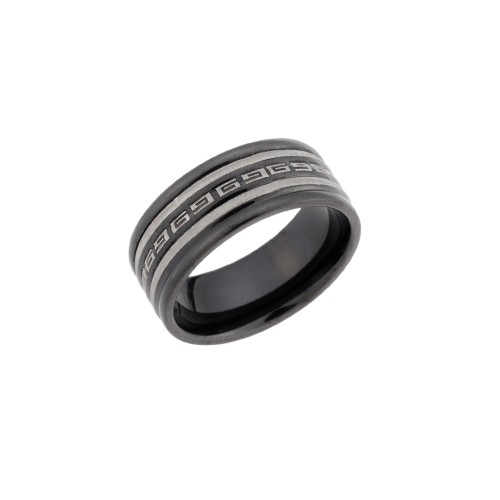 Δαχτυλίδι Senza Unisex Black Steel, με μαίανδρο - SSD5011BK