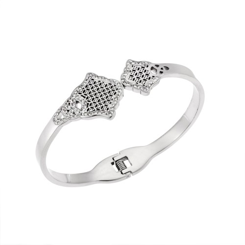 Βραχιόλι Senza Steel, Χειροπέδα με σχέδιο και strass - SSD5060SR