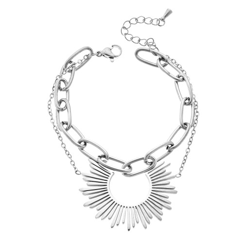 Βραχιόλι Senza Steel, Διπλό αλυσιδωτό με κρεμαστό στοιχείο - SSD5075SR