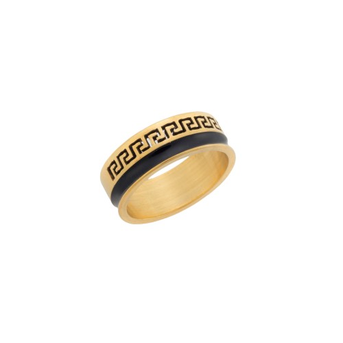 Δαχτυλίδι Senza Unisex Black & Gold Plated Steel, με μαίανδρο - SSD5101GB
