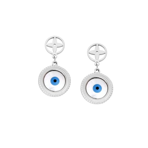 Σκουλαρίκια Γυναικεία SENZA Steel με φίλντισι και ματάκι - SSD5125SR