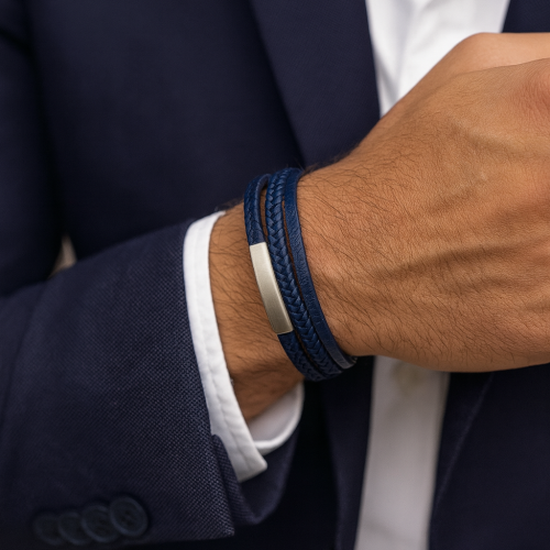 Βραχιόλι Senza Men's Steel Blue Leather Strap - SSD5126SBL