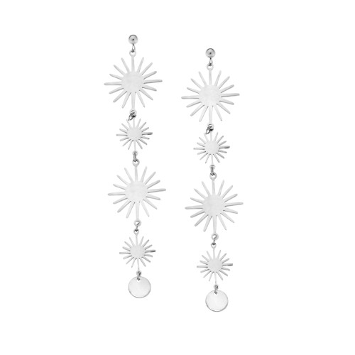 Σκουλαρίκια Γυναικεία SENZA κρεμαστά με σχέδιο από Ατσάλι - SSD5138SR