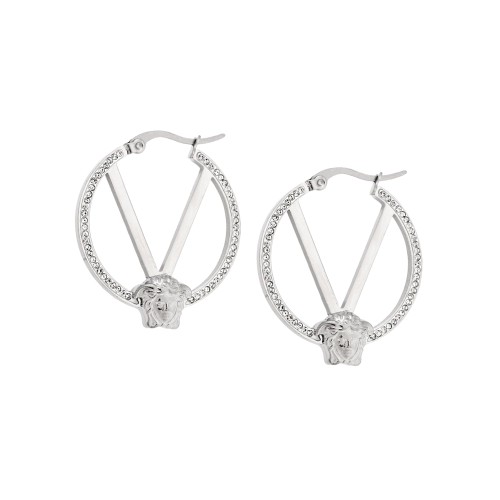 Σκουλαρίκια Γυναικεία SENZA Κρίκοι με strass από Ατσάλι - SSD5139SR