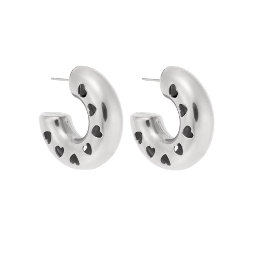 Σκουλαρίκια Γυναικεία SENZA κρίκοι με καρδιές από Ατσάλι - SSD5306SR