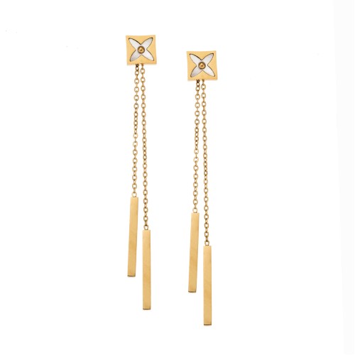 Σκουλαρίκια Γυναικεία SENZA από επιχρυσωμένο Ατσάλι, με αλυσίδες - SSD5330GD