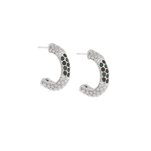 Σκουλαρίκια Γυναικεία SENZA κρίκοι από Ατσάλι, με πράσινες πέτρες - SSD5338SGN