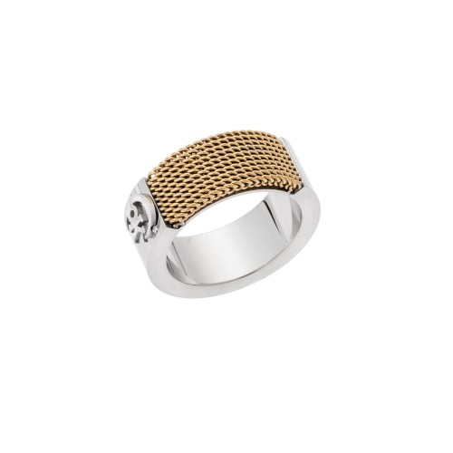 Δαχτυλίδι Senza Gold Plated Steel, φαρδυά δίχρωμη βέρα - SSD5364SGD