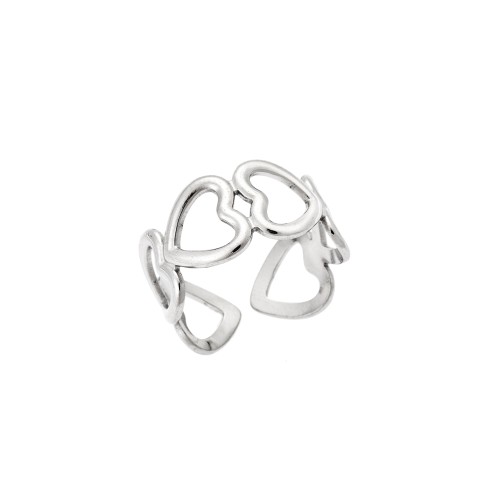 Δαχτυλίδι Senza Steel, με άνοιγμα και πολλές καρδιές - SSD5367SR