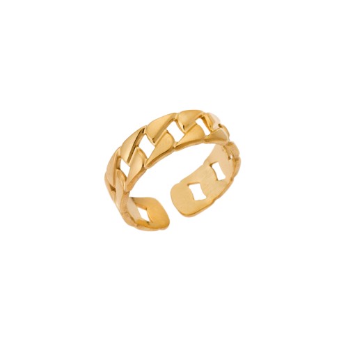 Δαχτυλίδι Senza Gold Plated Steel, με άνοιγμα και σχέδιο αλυσίδας - SSD5373GD
