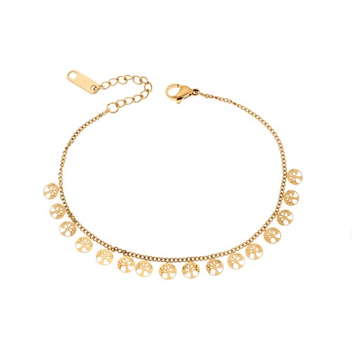 Βραχιόλι Senza Gold Plated Steel, αλυσιδωτό με κρεμαστά δέντρα Ζωής - SSD5418GD
