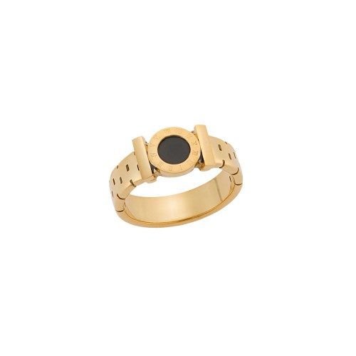 Δαχτυλίδι Senza Gold Plated Steel, Μαύρος Κύκλος - SSD5507GBK