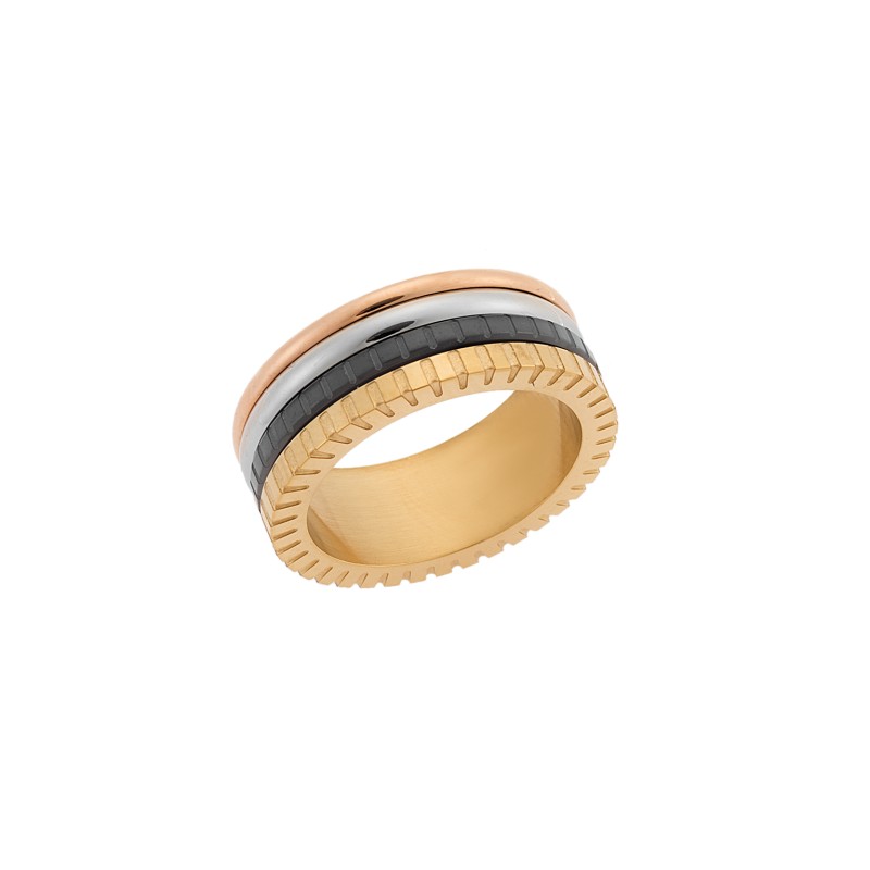 Δαχτυλίδι Senza Gold Plated Steel, Τετραπλό βεράκι σε τέσσερα χρώματα - SSD5524