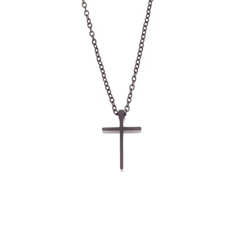 Κολιέ Senza Steel, Σταυρός από επιχρυσωμένο Ατσάλι σε μαύρο χρώμα - SSD5557BK