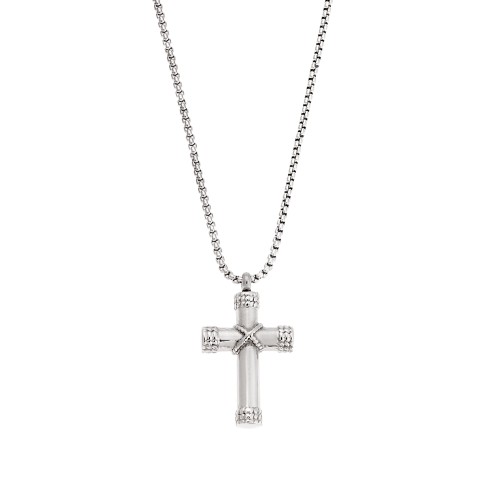 Κολιέ Senza Men's Steel, Σταυρός από Ατσάλι - SSD5575SR