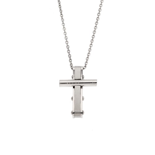 Κολιέ Senza Men's Steel, Σταυρός από Ατσάλι - SSD5578SR