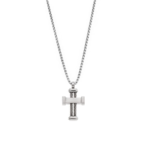 Κολιέ Senza Men's Steel, Σταυρός από Ατσάλι - SSD5585SR