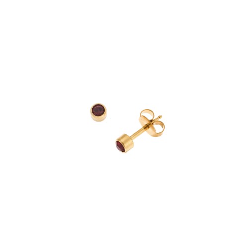 Σκουλαρίκια Senza Steel, από ανοξείδωτο επιχρυσωμένο ατσάλι με μπορντώ πέτρα - SSD5600-1GBD