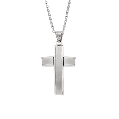 Μοτίφ Senza Men's Steel, Σταυρός από ατσάλι - SSD5628SR