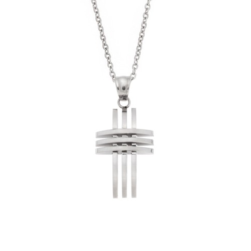 Μοτίφ Senza Men's Steel, Σταυρός με διάτρητες γραμμές από ατσάλι - SSD5632SR