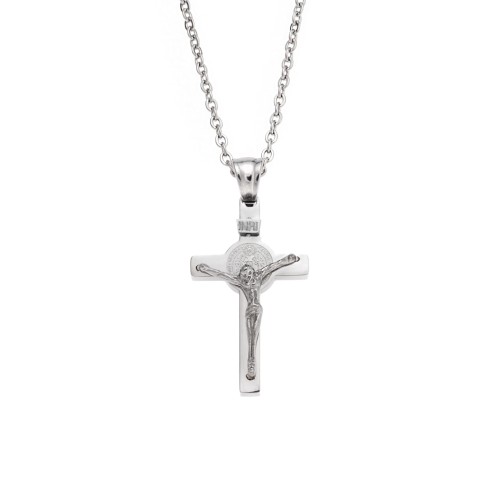 Μοτίφ Senza Men's Steel, Σταυρός με τον Εσταυρωμένο από ατσάλι - SSD5634SR