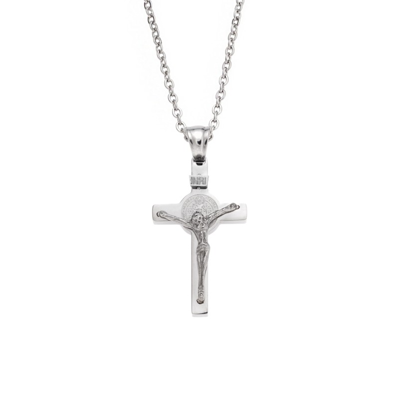 Μοτίφ Senza Men's Steel, Σταυρός με τον Εσταυρωμένο από ατσάλι - SSD5634SR