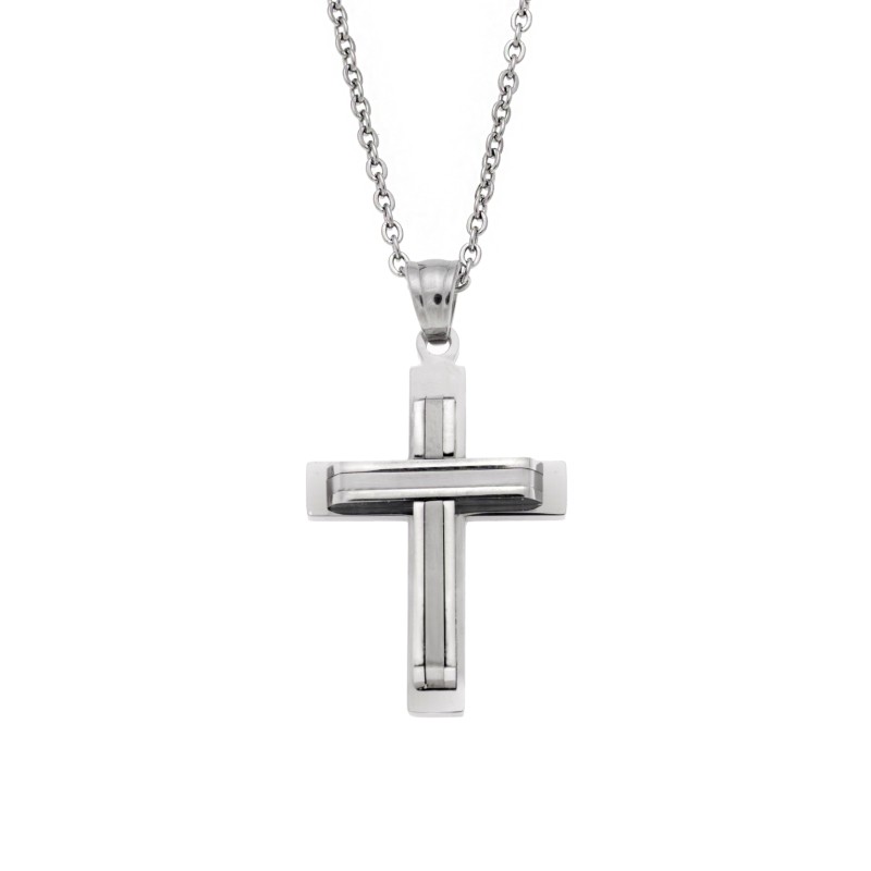 Μοτίφ Senza Men's Steel, Σταυρός από ατσάλι - SSD5635SR