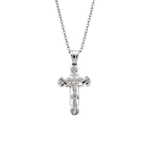 Μοτίφ Senza Men's Steel, Σταυρός με τον Εσταυρωμένο από ατσάλι - SSD5637SR