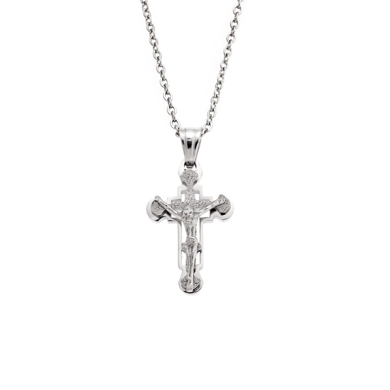 Μοτίφ Senza Men's Steel, Σταυρός με τον Εσταυρωμένο από ατσάλι - SSD5637SR