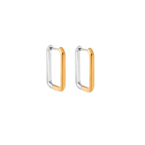 Σκουλαρίκια Γυναικεία SENZA, Παραλληλόγραμμοι δίχρωμοι κρίκοι από Ατσάλι - SSD5690SGD