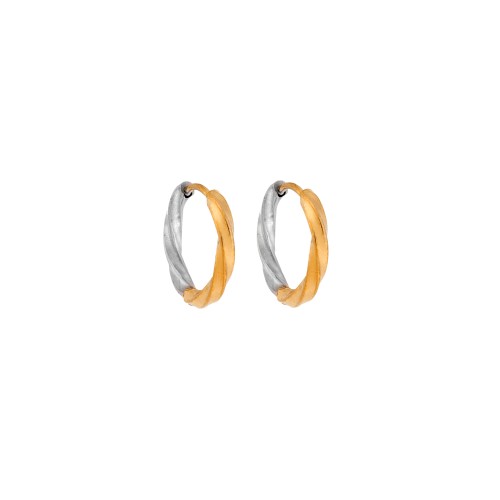 Σκουλαρίκια Γυναικεία SENZA, δίχρωμοι στριφογυριστοί κρίκοι από Ατσάλι - SSD5694SGD