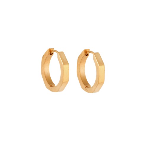 Σκουλαρίκια Γυναικεία SENZA, πολυγωνικοί κρίκοι από επιχρυσωμένο Ατσάλι - SSD5702GD