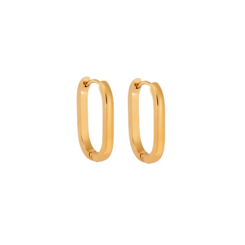 Σκουλαρίκια Γυναικεία SENZA, κρίκοι οβάλ παραλληλόγραμμο από επιχρυσωμένο Ατσάλι - SSD5706GD